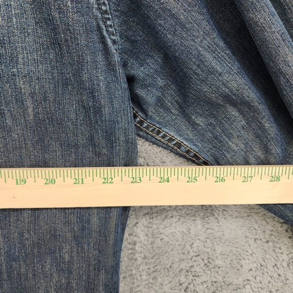 Christian Audigier Denim Shirt Men's XL Blue Med Wash Western Pearl Snap Pockets - Picture 9 of 10